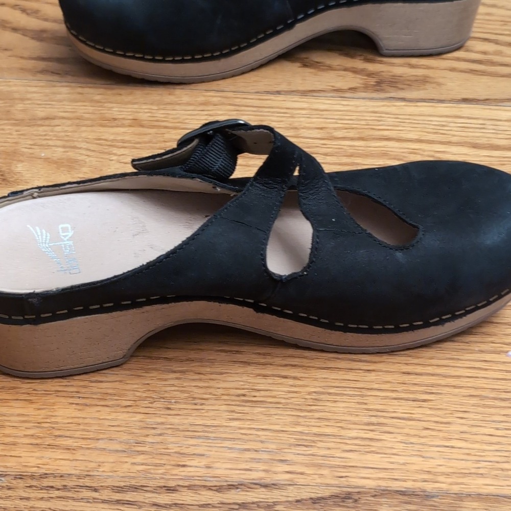 Dansko Britney Women's Black Leather Clogs EU 38 US 8 Arch Support Wedge - Picture 3 of 8